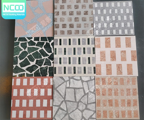 Flooring Mosaic Terrazzo Marble Slab Anti Slip Black Artificial Terrazzo Stone